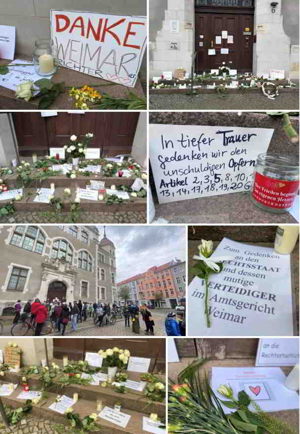 Kerzen, Blumen und Stofftiere für Urteil des Amtsgerichts Weimar