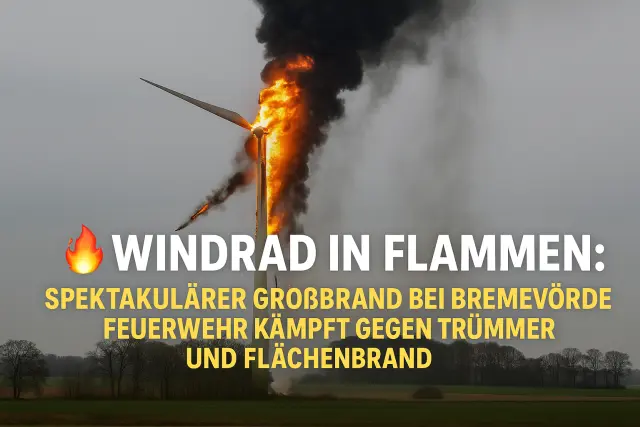 Windrad in Flammen! Spektakulärer Großbrand in Bremervörde