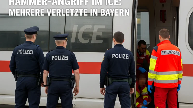 Hammer-Angriff im ICE: Mehrere Verletzte in Bayern
