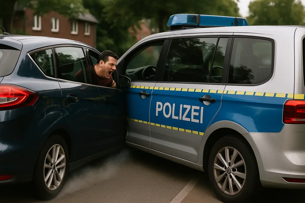 Nach Blitzer-Rage rast Mann in Polizeiwagen