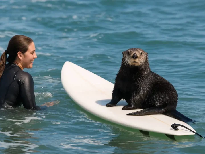 Seeotter stiehlt Surfbrett in Kalifornien