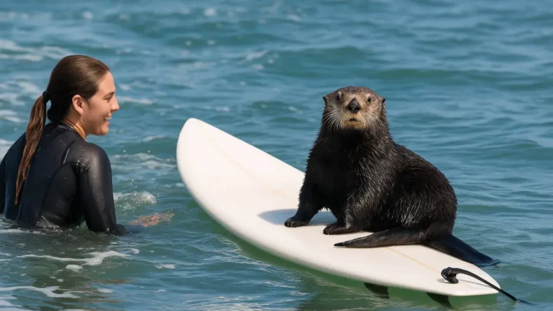 Seeotter stiehlt Surfbrett in Kalifornien