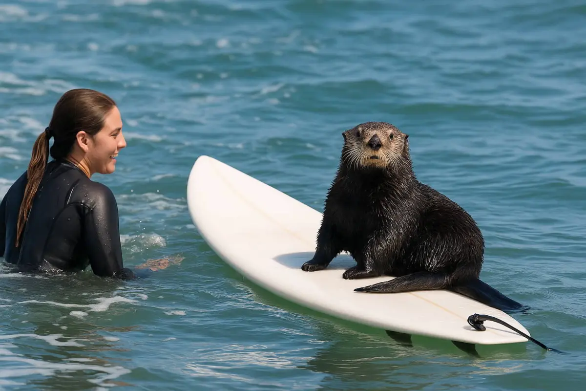 Seeotter stiehlt Surfbrett in Kalifornien