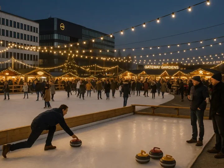 Wintermarkt am Flughafen: Eisbahn & Curling