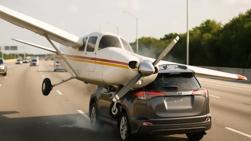 Motorausfall: Kleinflugzeug stürzt auf Auto