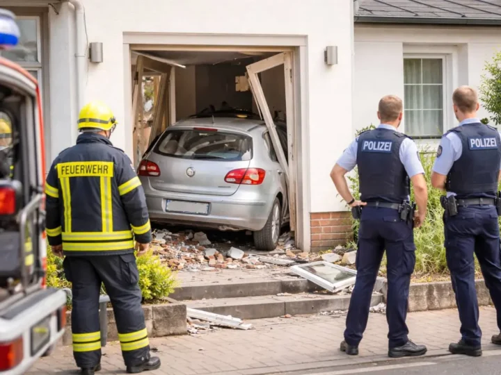 Auto steckt in Haustür: Kurioser Unfall in Geldern