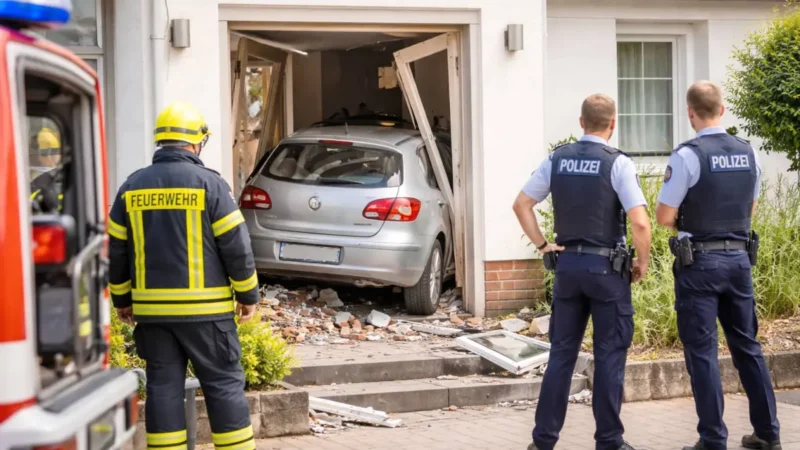 Auto steckt in Haustür: Kurioser Unfall in Geldern