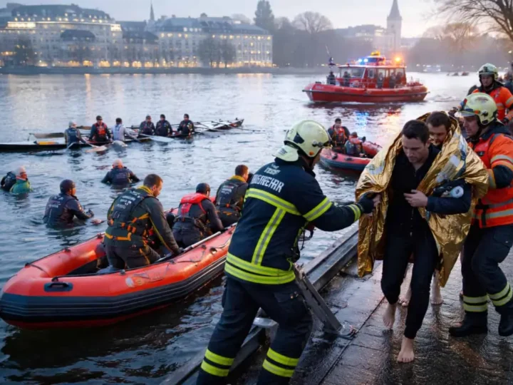 Ruderboote kollidieren auf der Außenalster