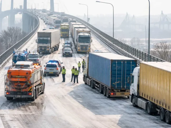 Glätte-Chaos auf Hamburgs Köhlbrandbrücke
