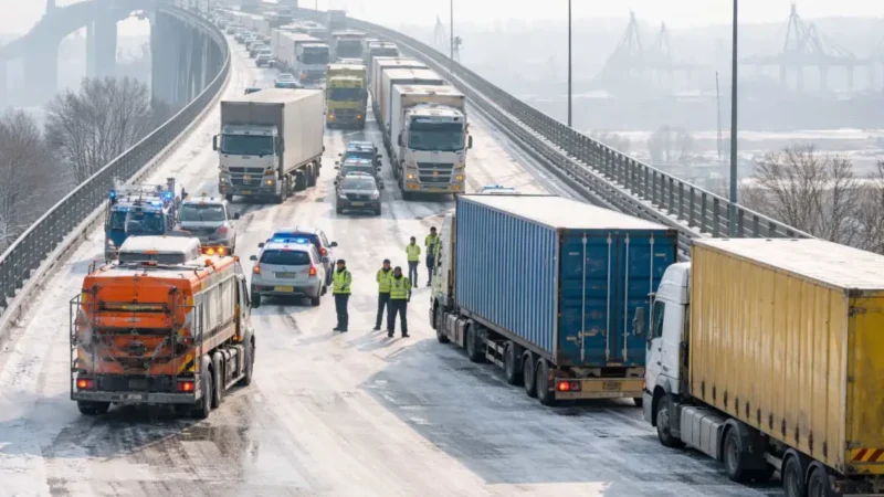 Glätte-Chaos auf Hamburgs Köhlbrandbrücke