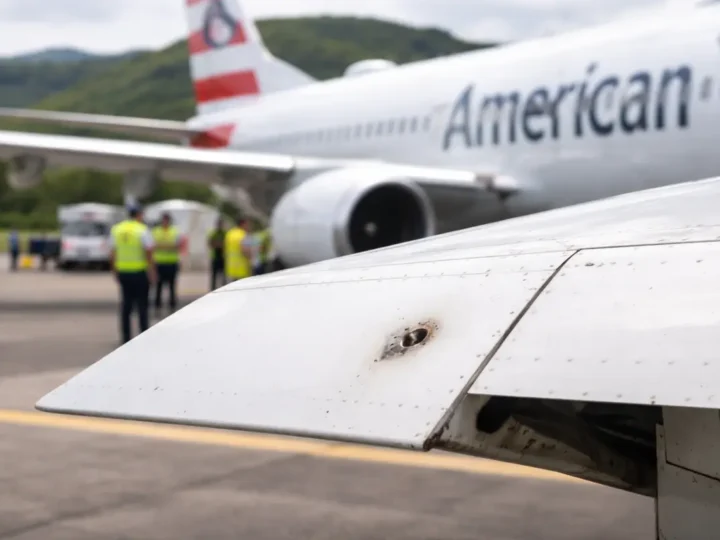Mutmaßliches Schussloch an Boeing 737