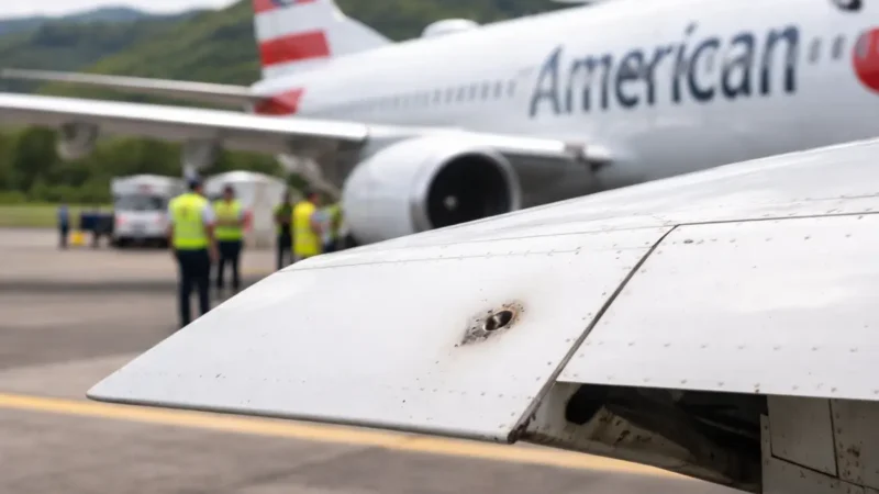 Mutmaßliches Schussloch an Boeing 737