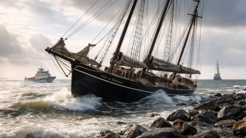 Traditionsschiff vor Cuxhaven in Not