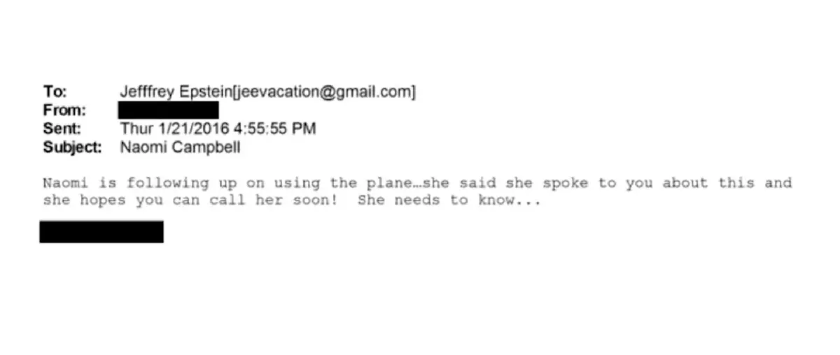 Naomi Campbell, Epstein-Akten, Jeffrey Epstein, E-Mails, Prominente Kontakte