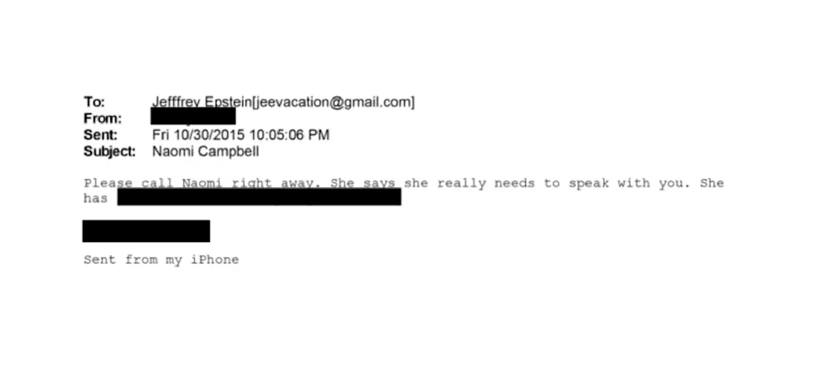 Naomi Campbell, Epstein-Akten, Jeffrey Epstein, E-Mails, Prominente Kontakte
