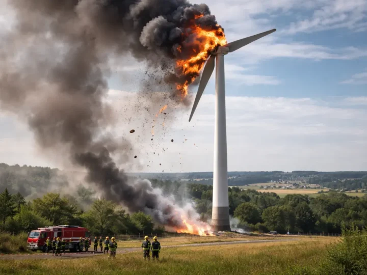 Windrad brennt, 1,5 Mio. Euro Schaden