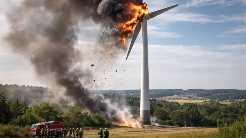 Windrad brennt, 1,5 Mio. Euro Schaden