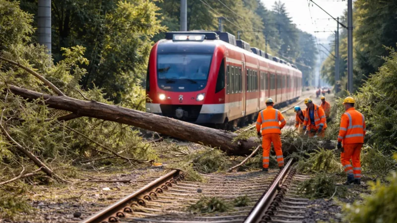 Bäume legen Bahnverkehr bei Aachen lahm