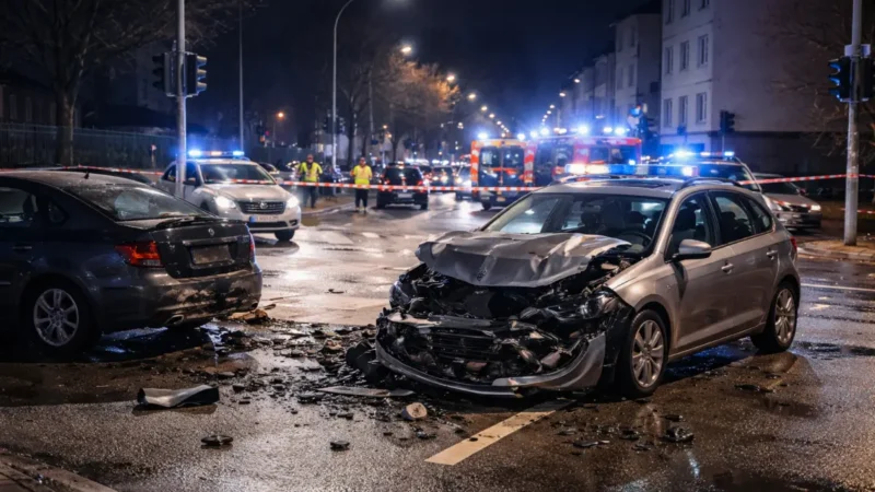 Sieben Autos nach Raserei beschädigt