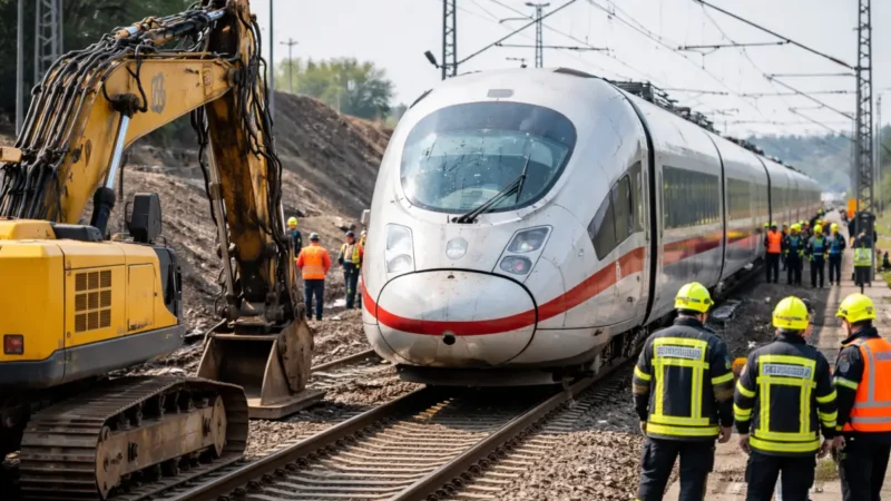 ICE-Unfall legt wichtige Bahnachse lahm