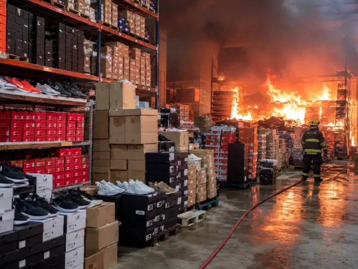Großbrand zerstört Fabrikhochhaus in Zlín