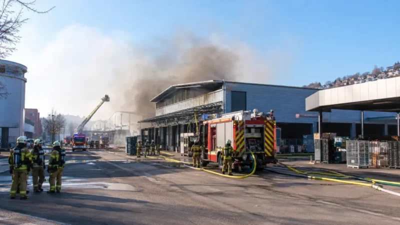 Großbrand trifft Stuttgarter Großmarkt