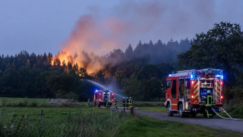 Flammen bedrohen weiter den Ort Gey