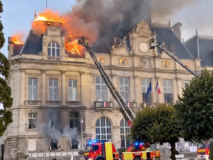 Rathausbrand bei Frankreich-Protesten