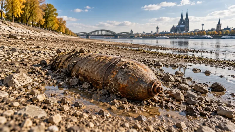 Niedrigwasser am Rhein legt gefährliche Kriegsrelikte frei